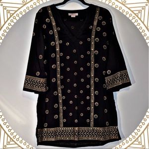 Black & Gold Bohemian Tunic/Dress/Cover-up
